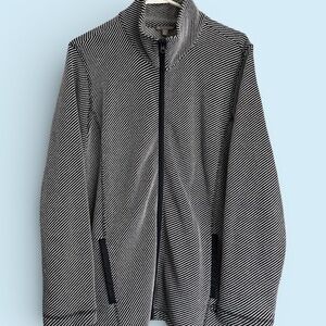 T by Talbots Cotton-Blend Navy and Cream Jacket 1X